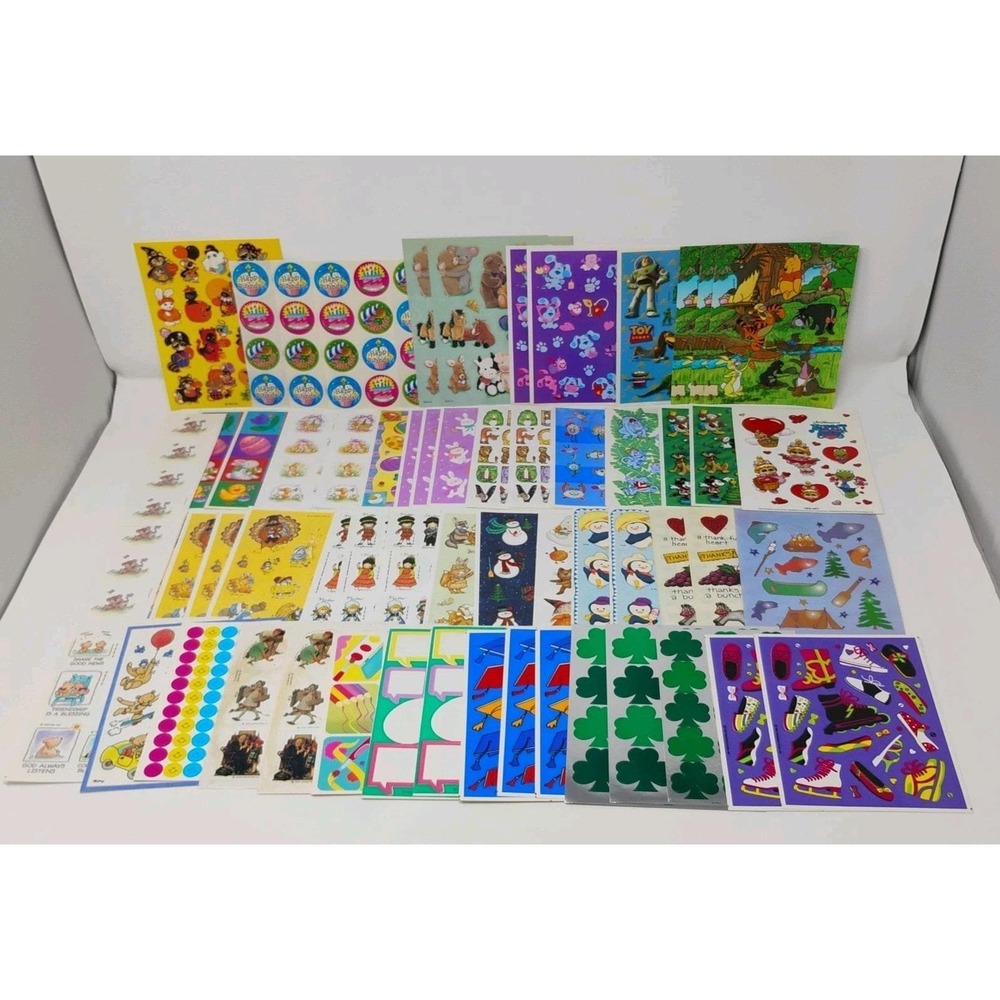Vintage Stickers 90s 80s Hallmark Gibson Lot of 60 FULL Sheets Various Themes